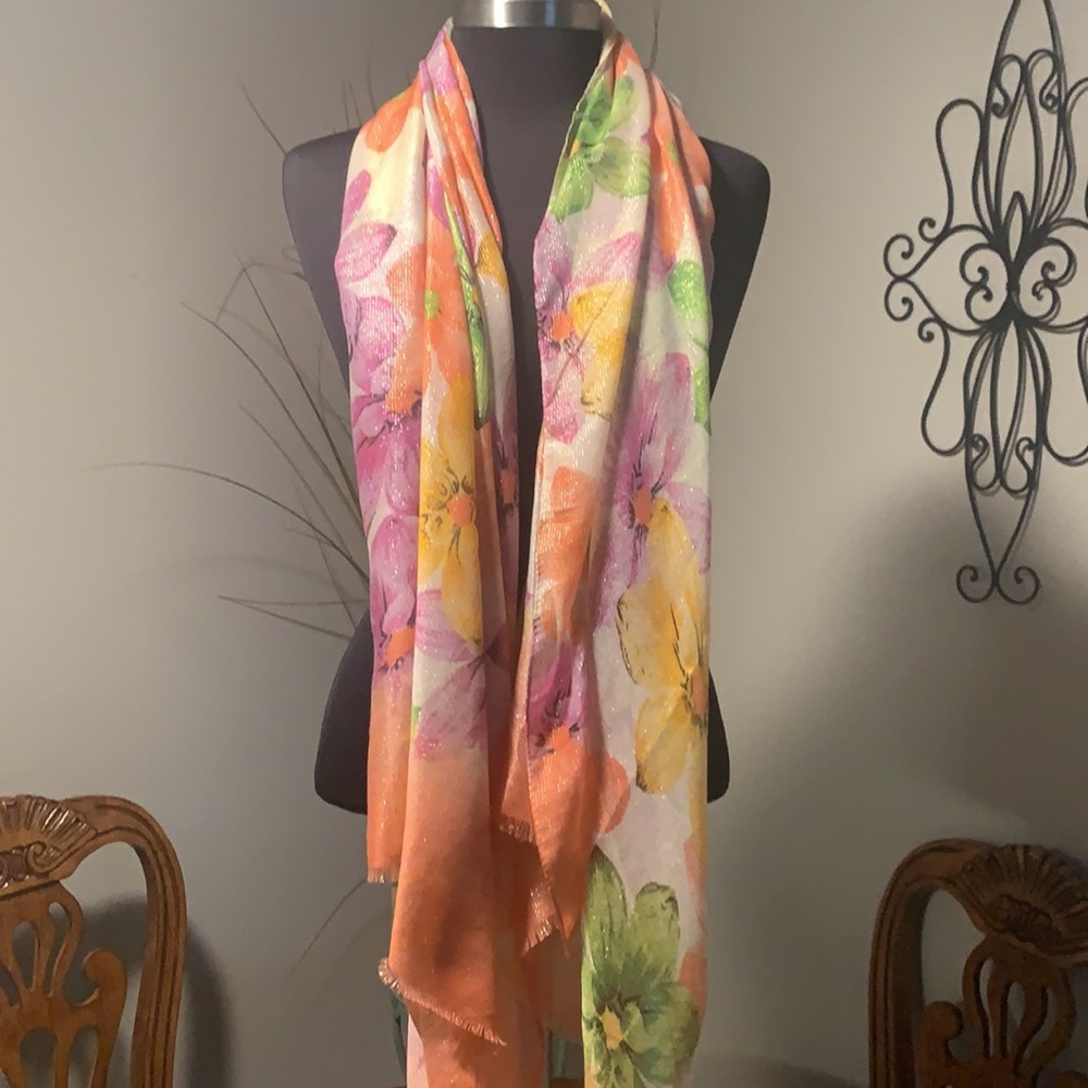 NEW sparkle floral wrap scarf